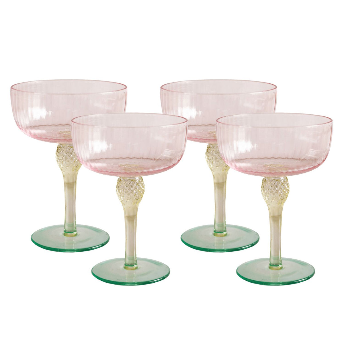 GLASS Aquarelle Coupe Set of 4 (Multi) 8 fl oz