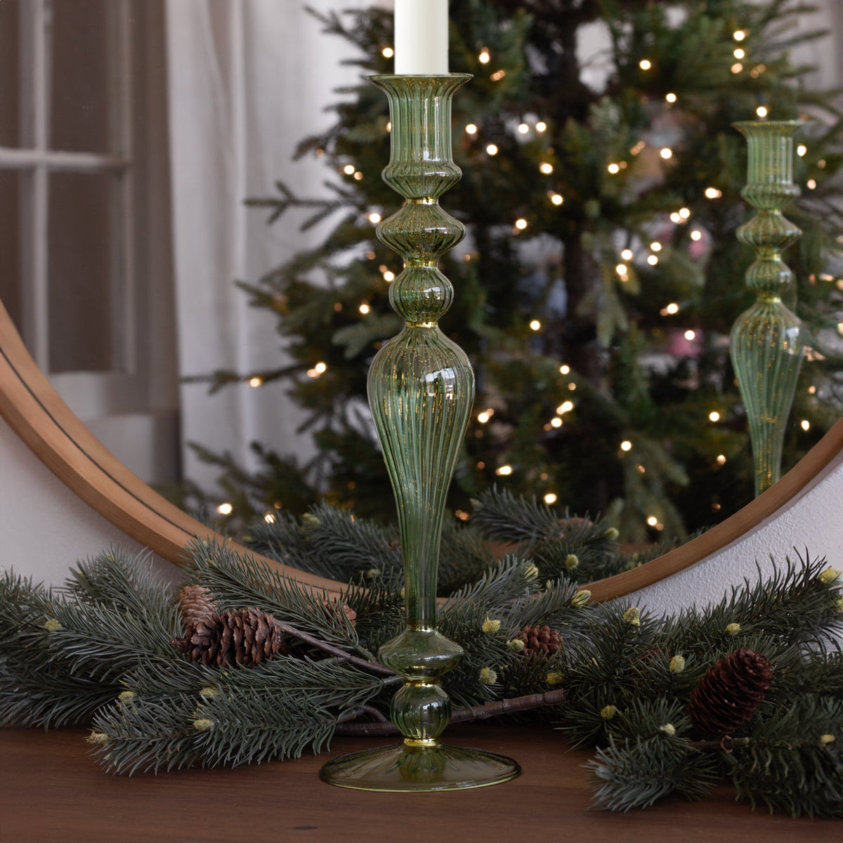 beatriz-ball-wholesale-glass-cambridge-josephine-13-5-candleholder-set-of-2-green-and-gold
