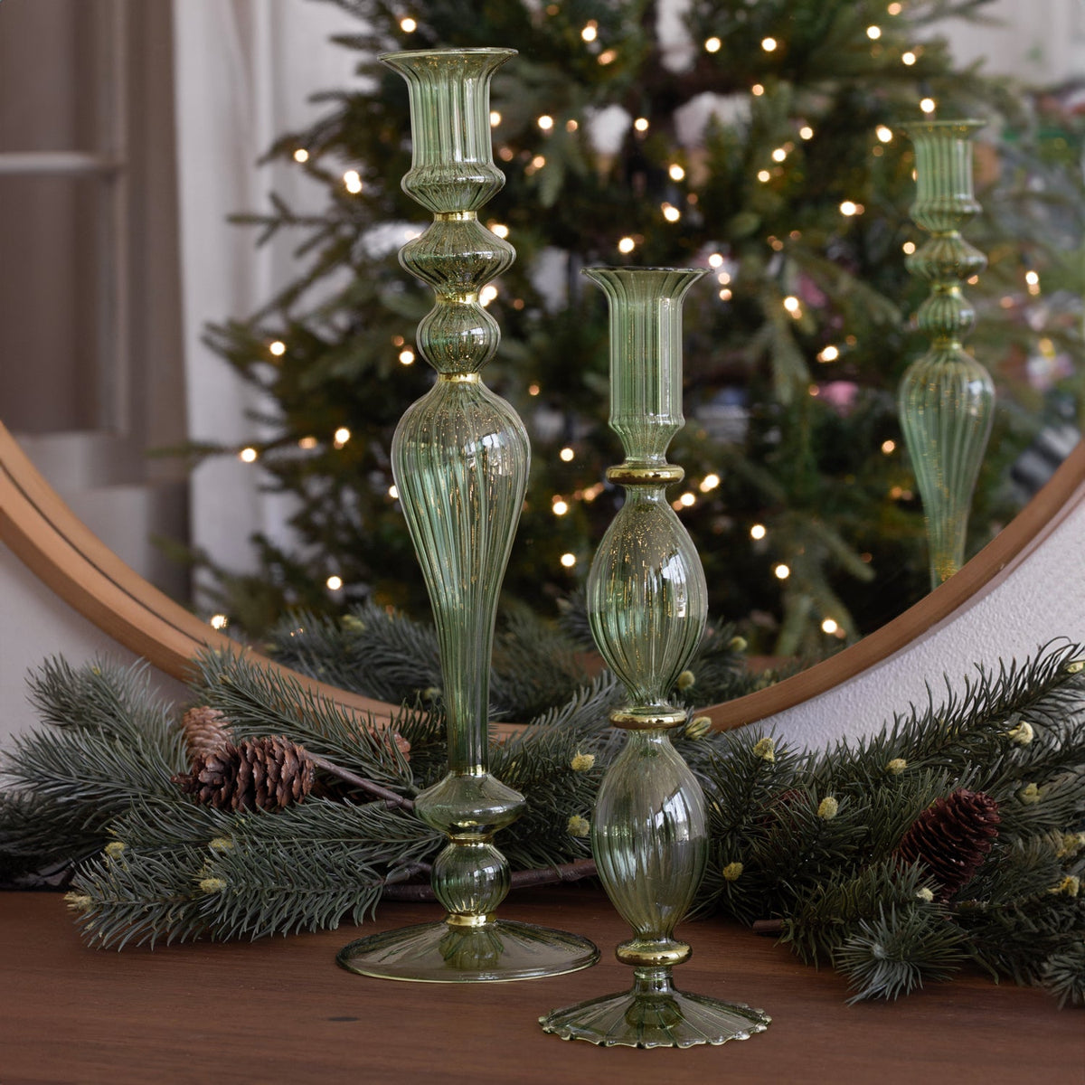 beatriz-ball-wholesale-glass-cambridge-josephine-13-5-candleholder-set-of-2-green-and-gold