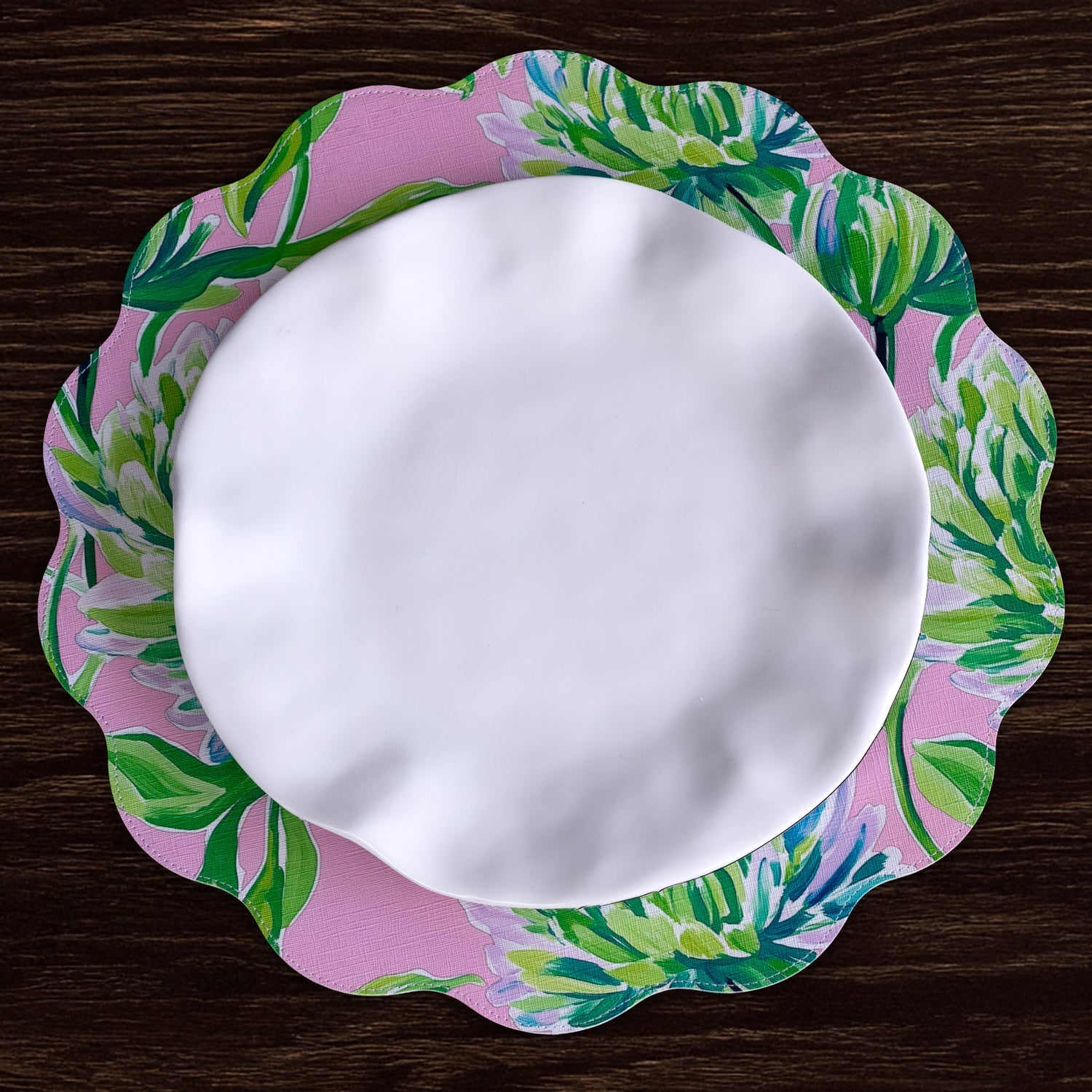 vida-hydrangeas-daisies-reversible-round-placemats-set-of-4-pink-green