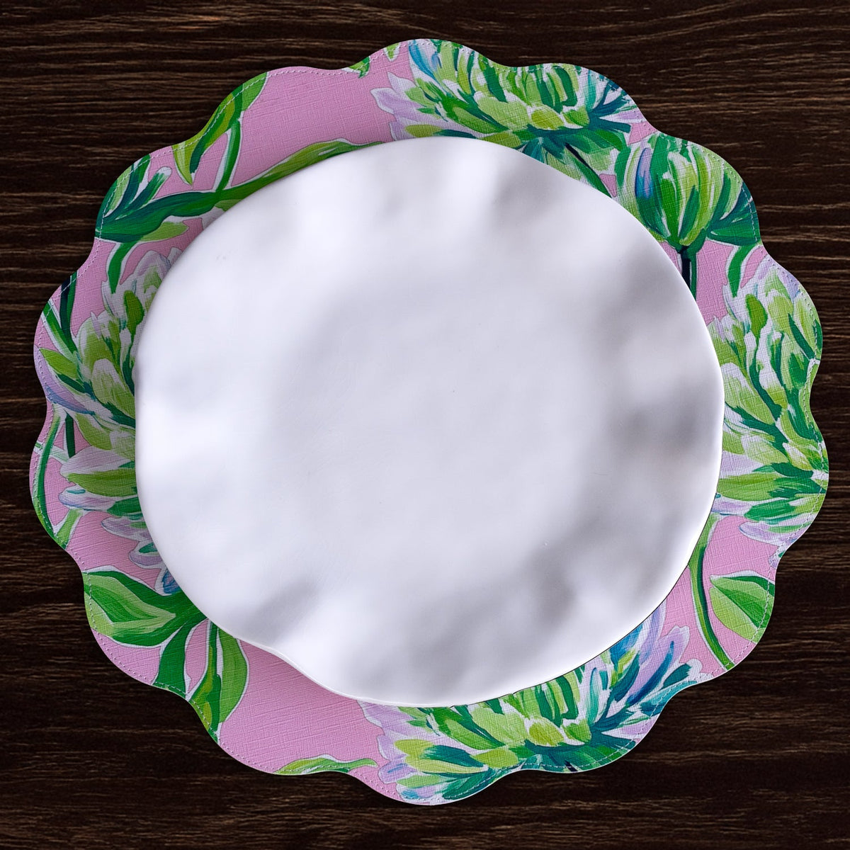 vida-hydrangeas-daisies-reversible-round-placemats-set-of-4-pink-green