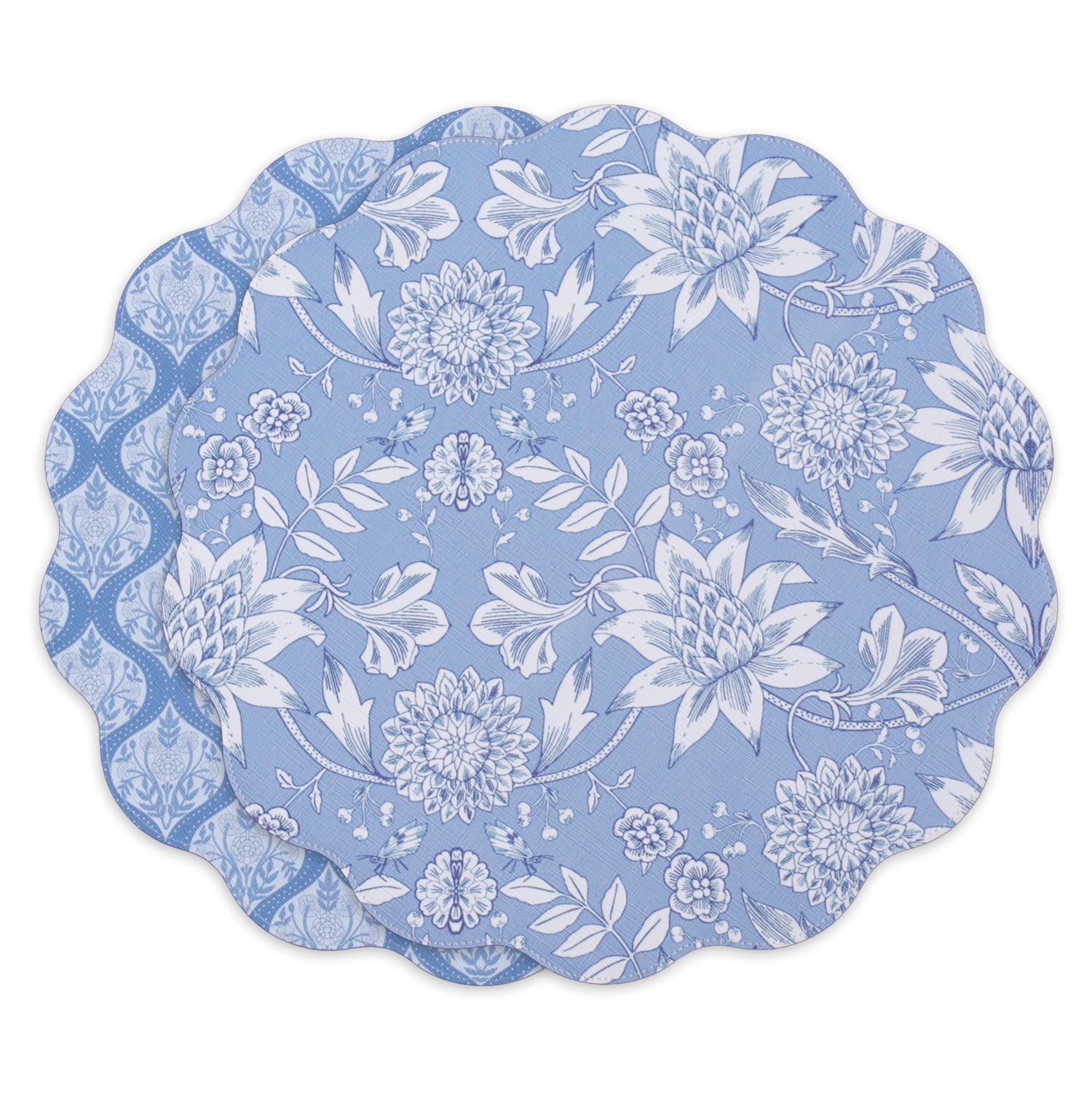 vida-flowers-pattern-reversible-round-placemats-set-of-4-blue-white