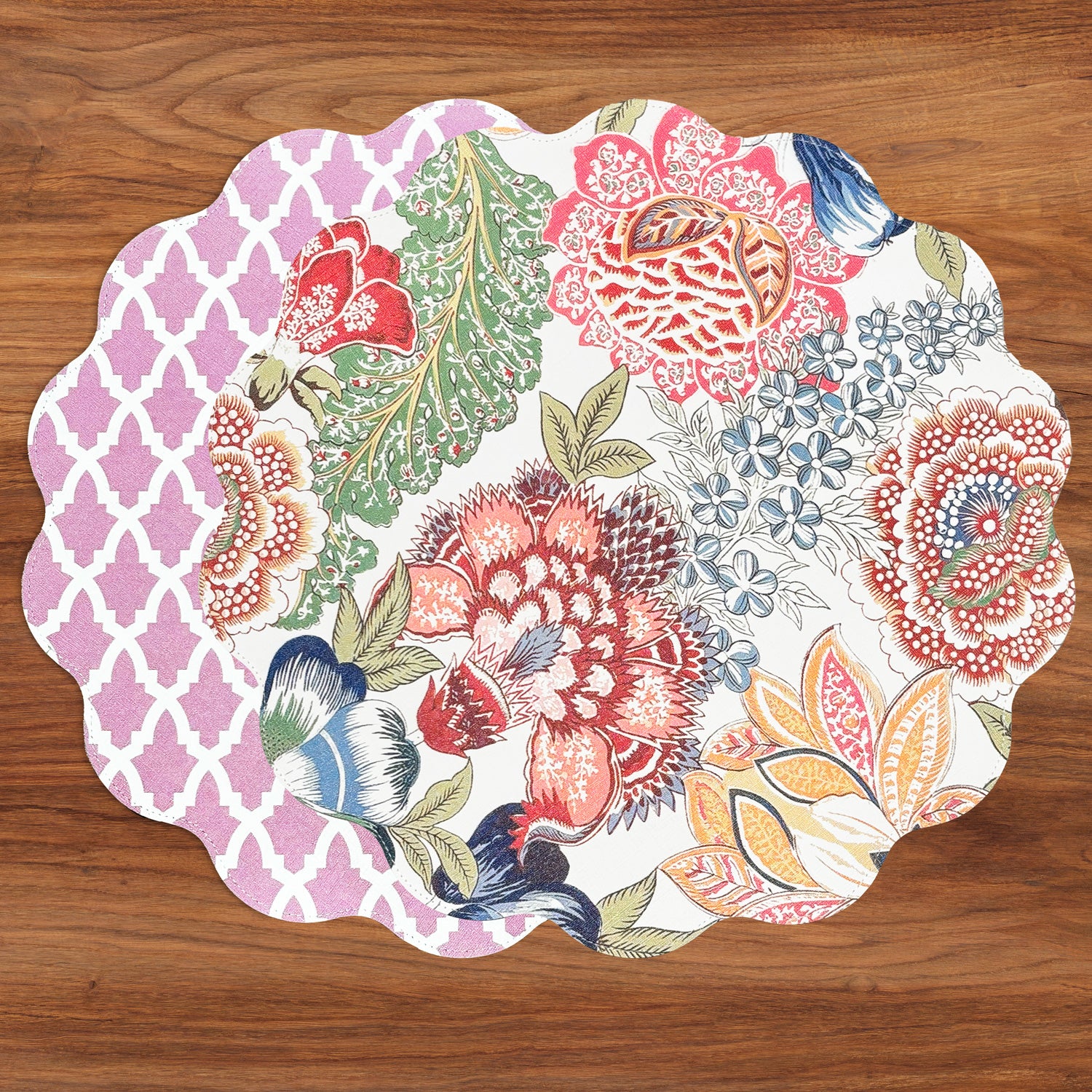 VIDA Eggplant and Pink Reversible Round Placemats Set of 4 (Blue & Pink)