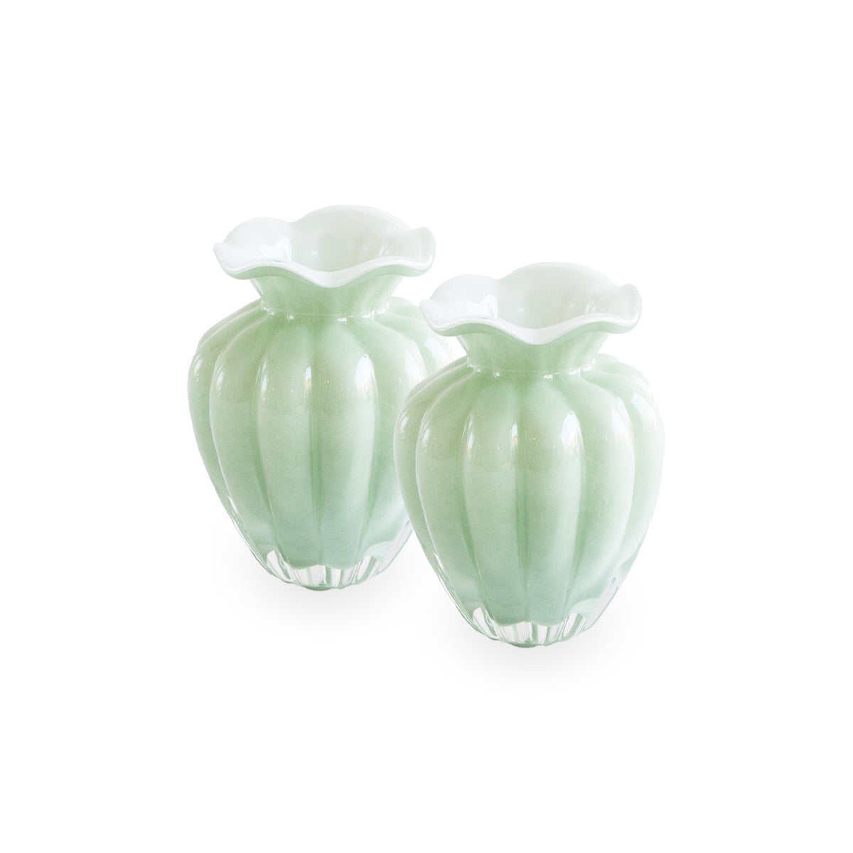 GLASS Petal Small Vase Set of 2 (Pistachio)