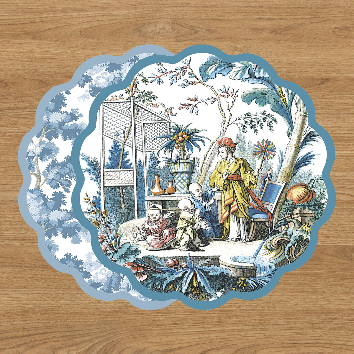 VIDA Chinoiserie and Branches Reversible Placemats Set of 4 (Blue and White