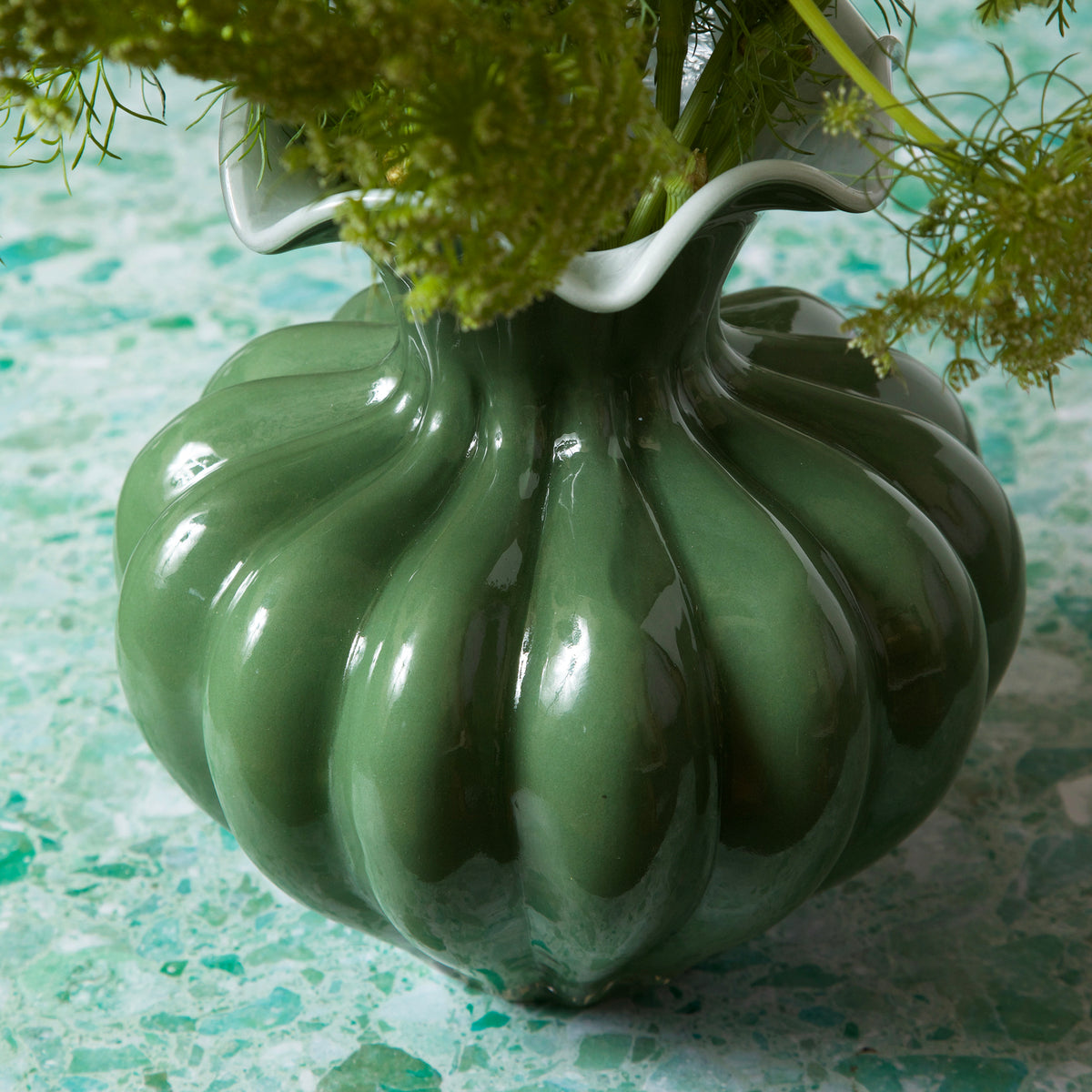 GLASS Peony Extra Large Vase (Dark Green)