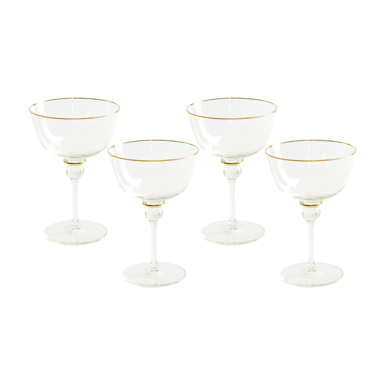 GLASS Lucette Coupe with Gold Rim Set of 4 (Clear and Gold)