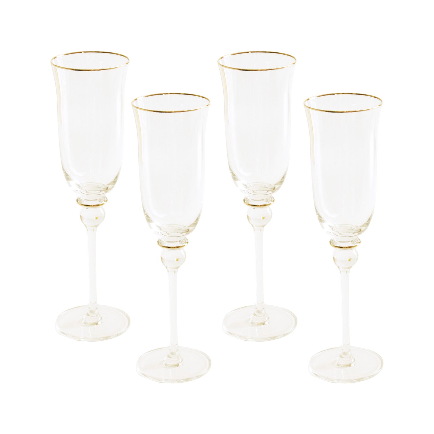 GLASS Lucette Flute with Gold Rim Set of 4 (Clear and Gold)
