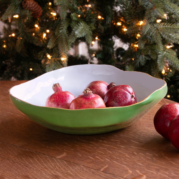 ENCANTO Nuevo Large Bowl (Leaf Green & White)