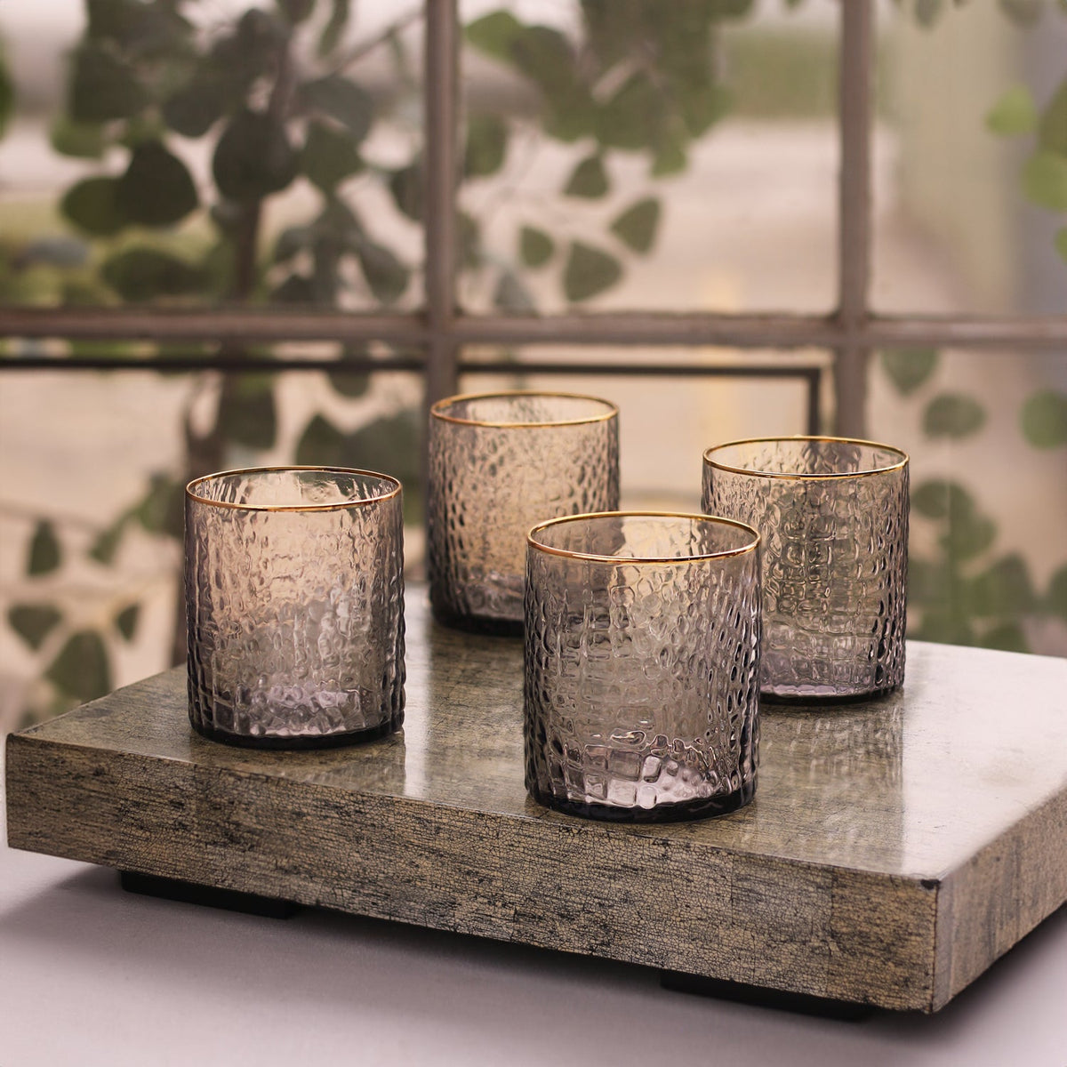 beatriz-ball-wholesale-glass-croc-double-old-fashioned-with-gold-rim-set-of-4-smoke-grey