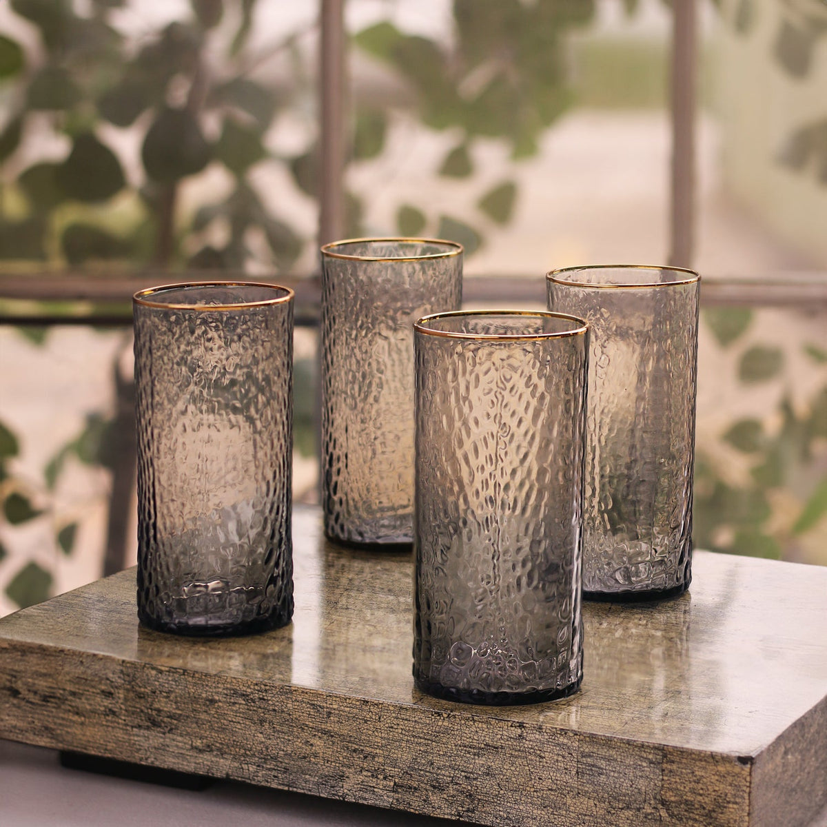 beatriz-ball-wholesale-glass-croc-highball-with-gold-rim-set-of-4-smoke-grey