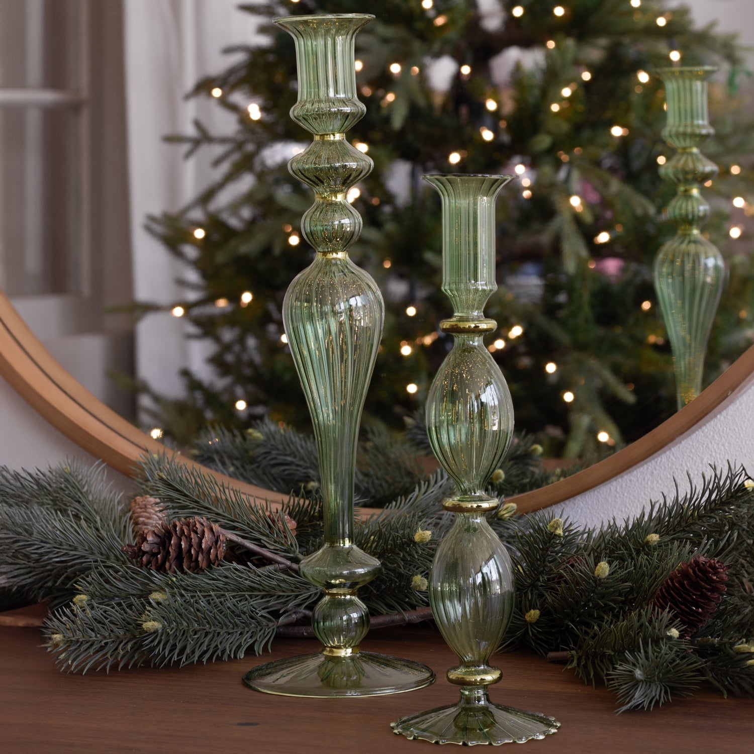 beatriz-ball-wholesale-glass-cambridge-beryl-10-candlestick-holder-set-of-2-green-and-gold