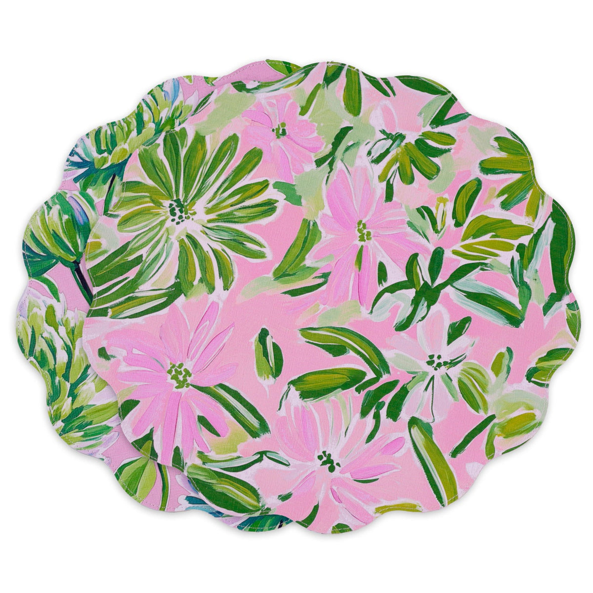 vida-hydrangeas-daisies-reversible-round-placemats-set-of-4-pink-green