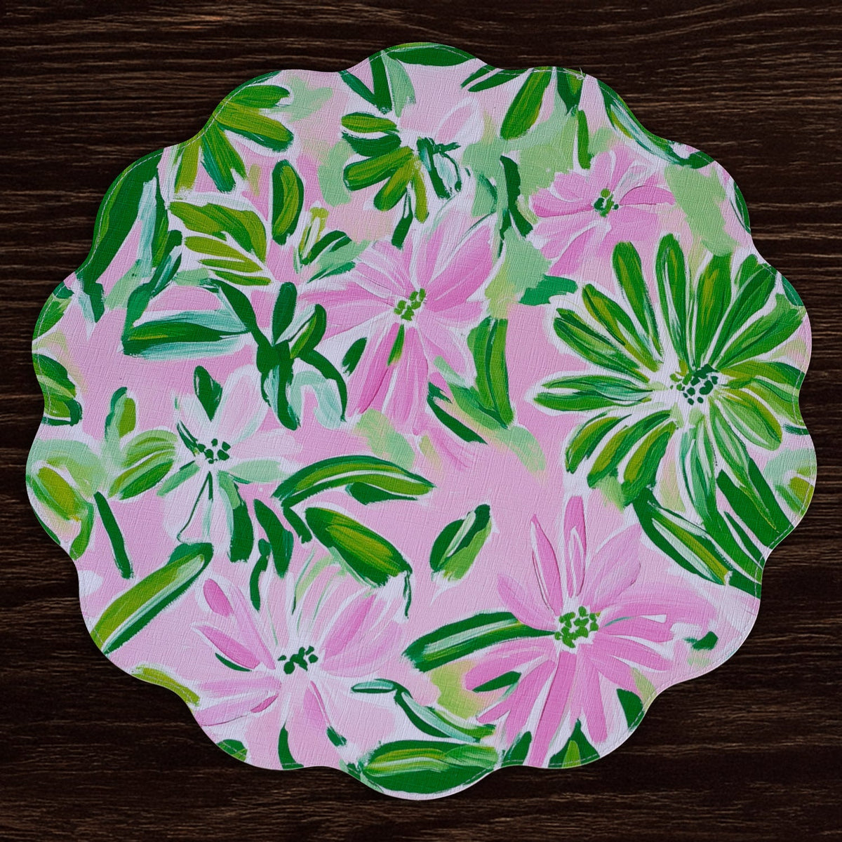 vida-hydrangeas-daisies-reversible-round-placemats-set-of-4-pink-green