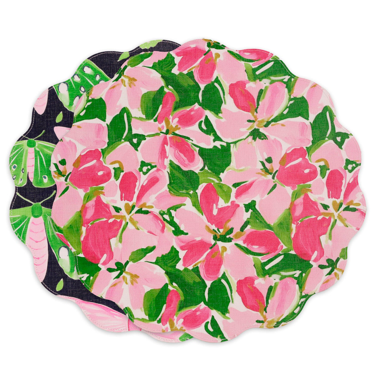 vida-butterflies-flowers-reversible-round-placemats-set-of-4-pink-green