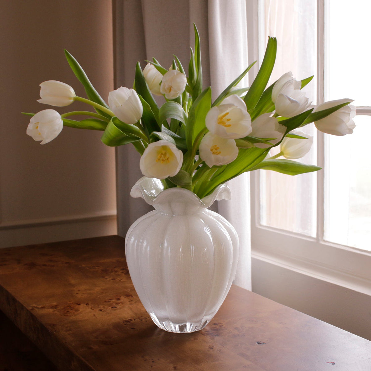 GLASS Petal Large Vase (Cream)