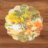 VIDA Fall Trees and Wood Grain Reversible Round Placemats Set of 4 (Orange & Green)