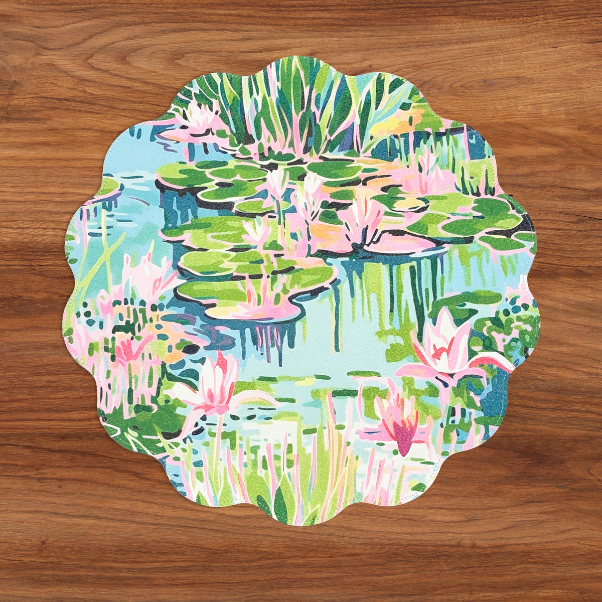 VIDA Everglades and Crocs Reversible Round Placemats Set of 4 (Pink &amp; Green)