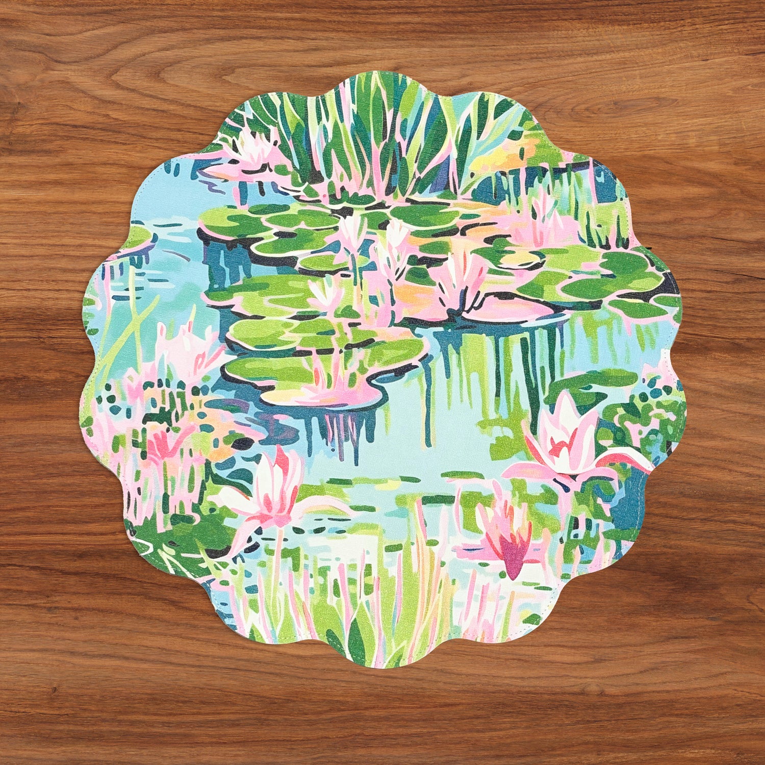 VIDA Everglades and Crocs Reversible Round Placemats Set of 4 (Pink &amp; Green)