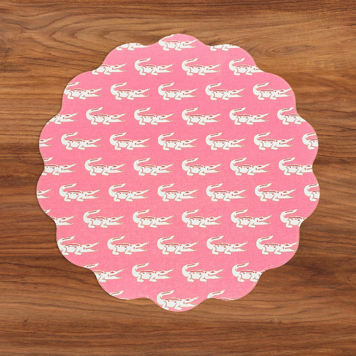 VIDA Everglades and Crocs Reversible Round Placemats Set of 4 (Pink &amp; Green)