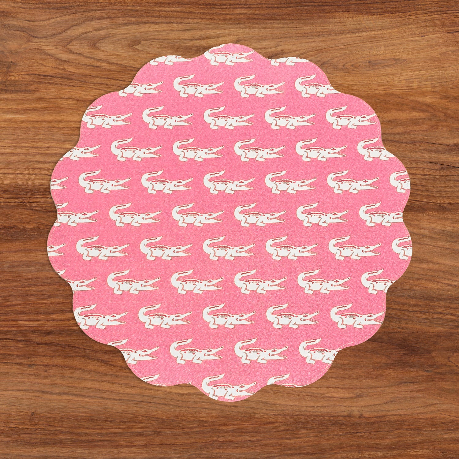 VIDA Everglades and Crocs Reversible Round Placemats Set of 4 (Pink &amp; Green)