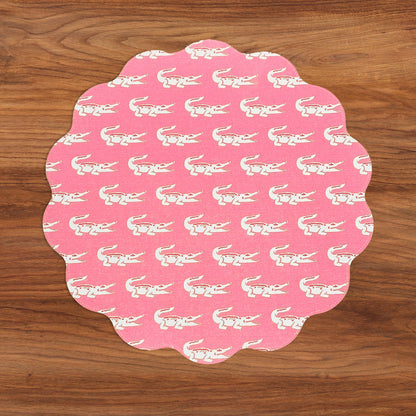 VIDA Everglades and Crocs Reversible Round Placemats Set of 4 (Pink &amp; Green)
