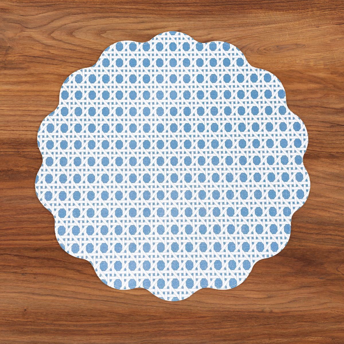 VIDA Sealife and Rattan Reversible Round Placemats Set of 4 (Blue &amp; Pink)