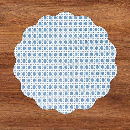 VIDA Sealife and Rattan Reversible Round Placemats Set of 4 (Blue &amp; Pink)