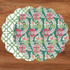 VIDA Laurent and Trellis Reversible Round Placemats Set of 4 (Green & White)