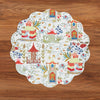 VIDA Pagoda and Carlie Plaid Reversible 15.5 Round Placemats Set of 4 (Red & Orange)