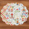 VIDA Pagoda and Carlie Plaid Reversible 15.5 Round Placemats Set of 4 (Red & Orange)