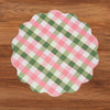 VIDA Tropical Floral and Preppy Plaid Reversible Round Placemats Set of 4 (Pink & Green)