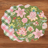 VIDA Tropical Floral and Preppy Plaid Reversible Round Placemats Set of 4 (Pink & Green)