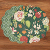 VIDA Cabbage Roses and Trellis Reversible Round Placemats Set of 4 (Green & Red)