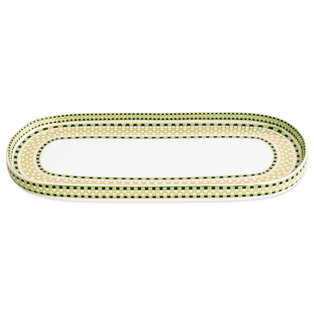CERAMIC Ravenna Long Oval Platter Set of 2 (Green &amp; Gold)