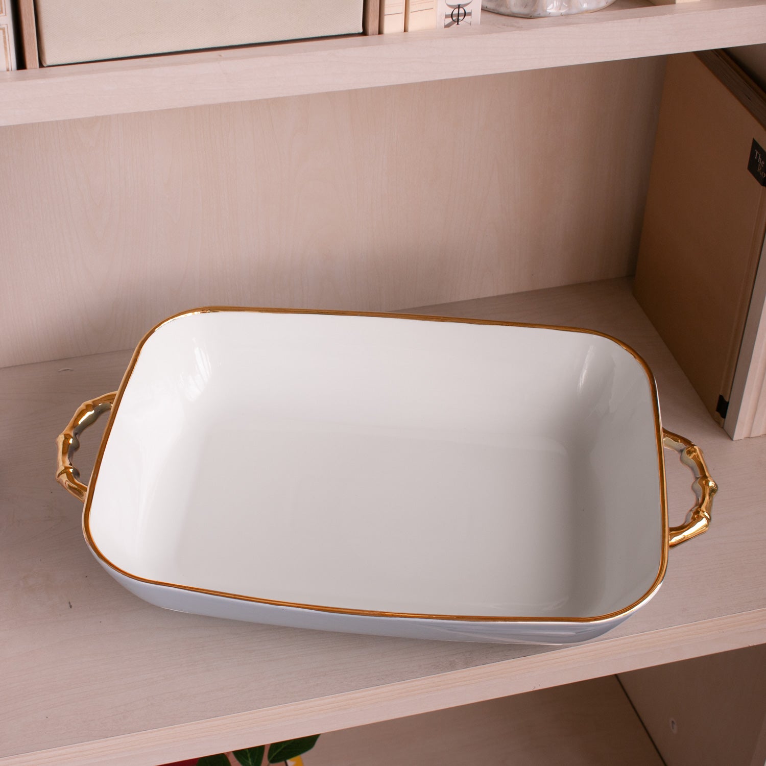 CERAMIC Bambu Rectangular Casserole (Periwinkle &amp; White)