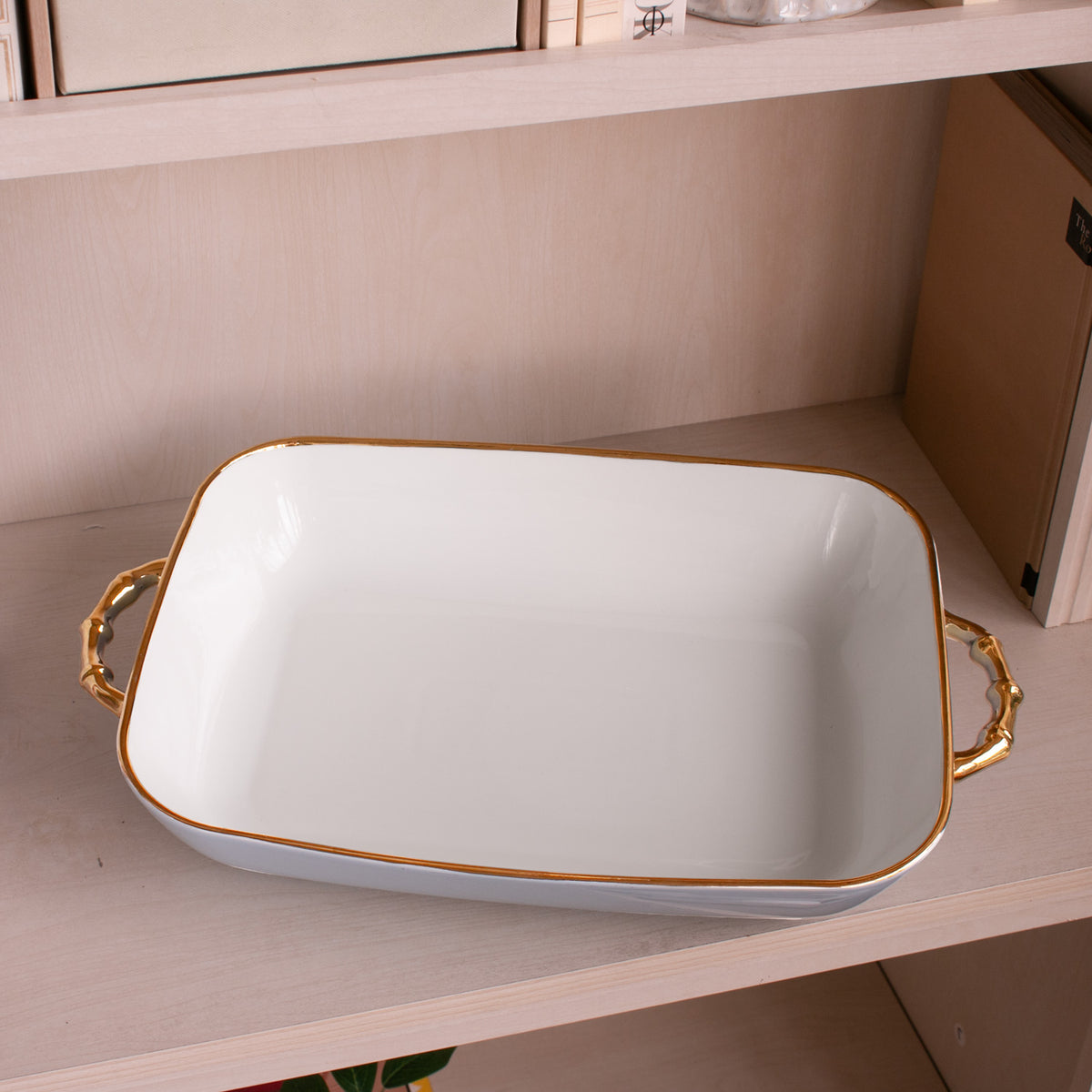 CERAMIC Bambu Rectangular Casserole (Periwinkle &amp; White)