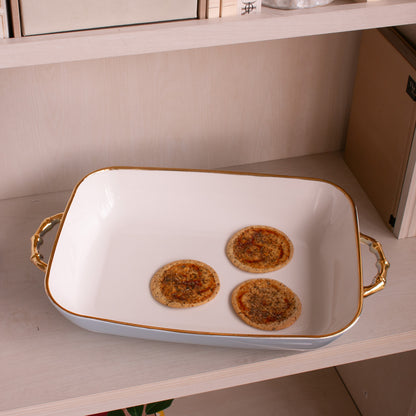CERAMIC Bambu Rectangular Casserole (Periwinkle &amp; White)