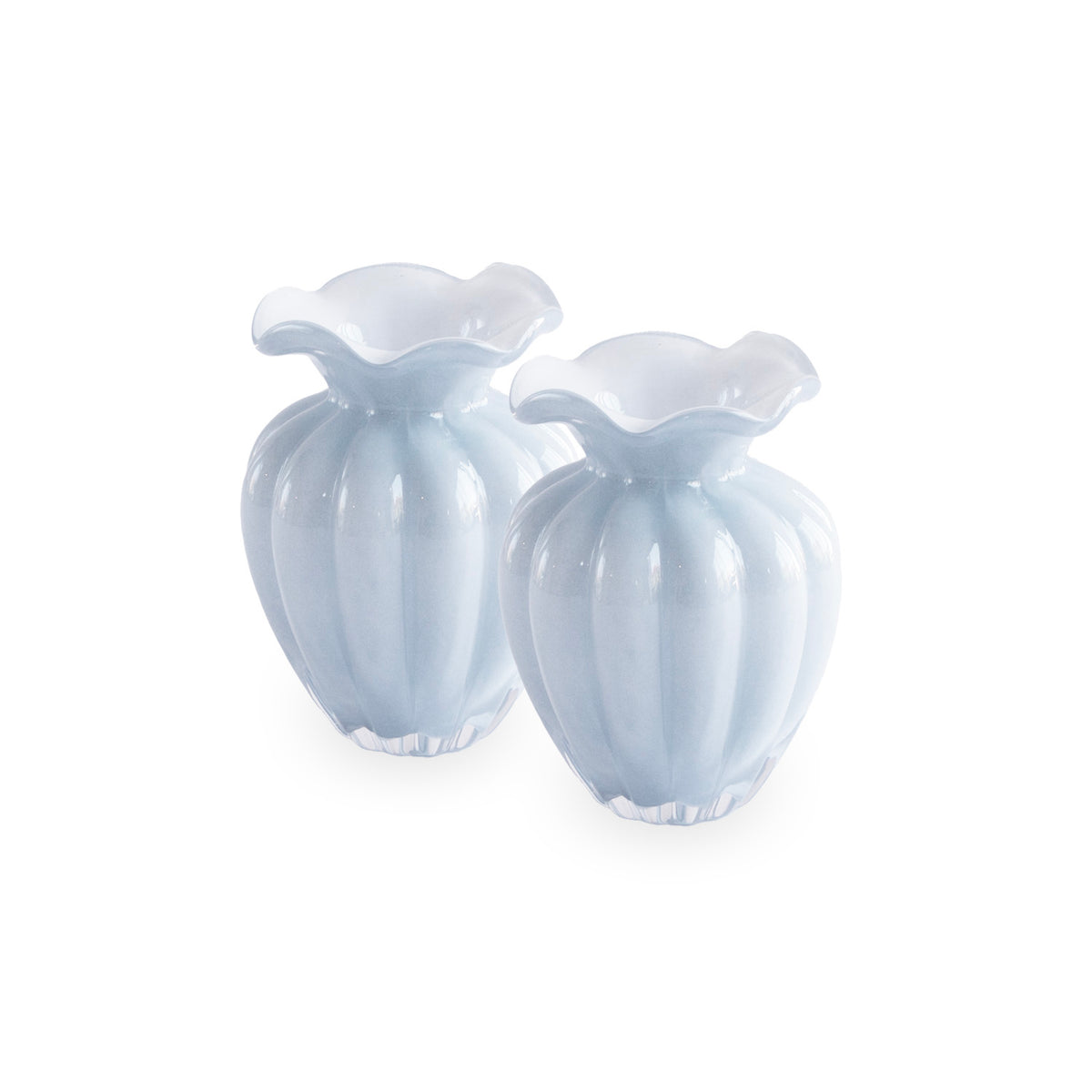 GLASS Petal Small Vase Set of 2 (Periwinkle)