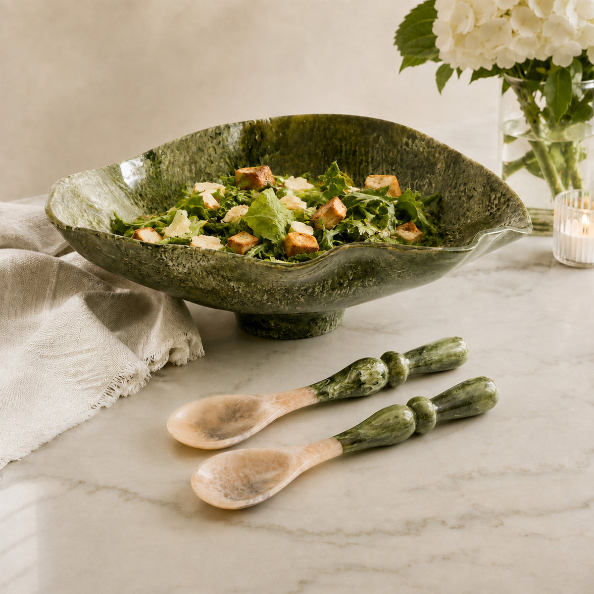 RESIN Malachite Salad Servers (Green)