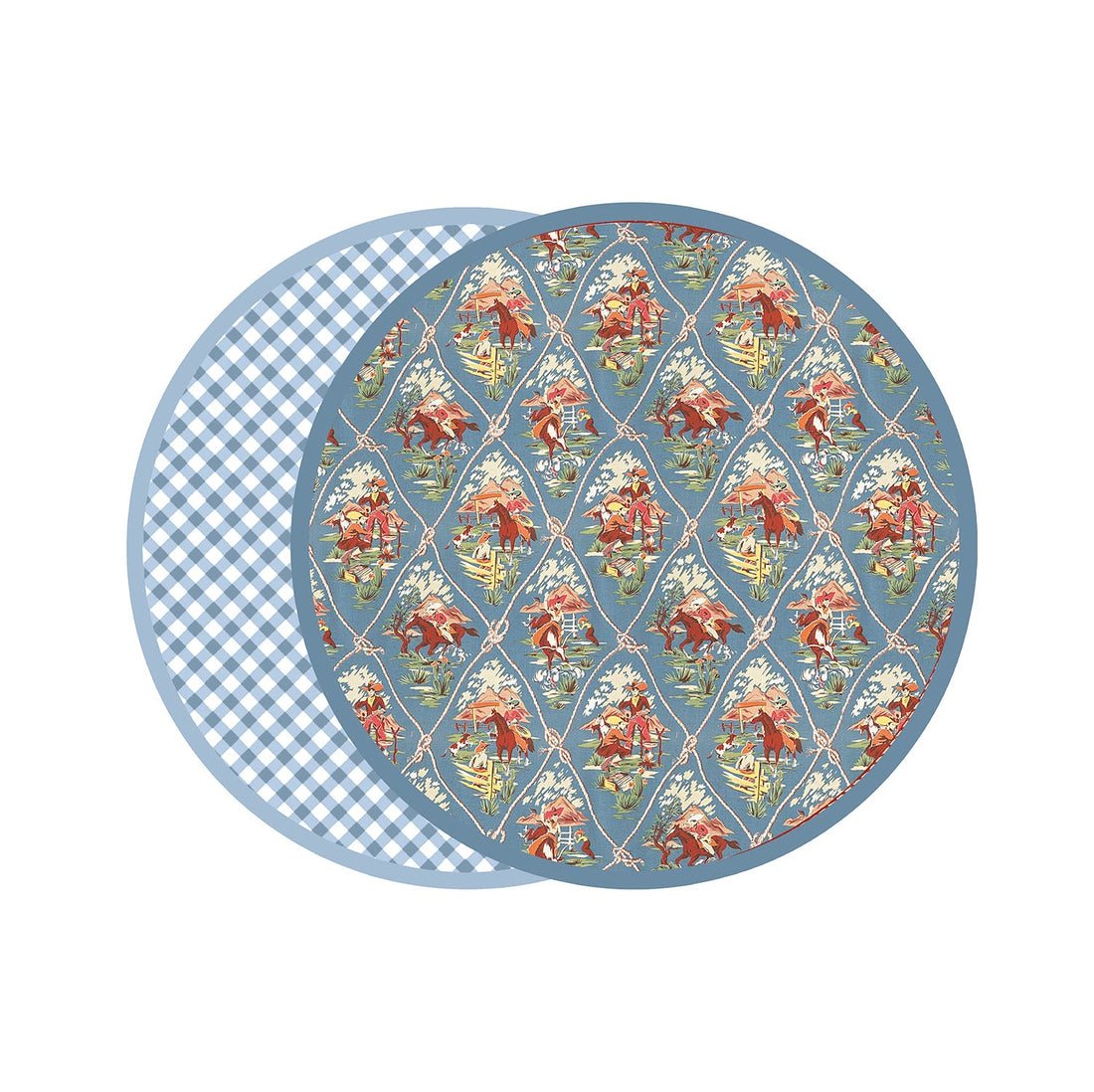 vida-cowboy-and-gingham-reversible-placemats-set-of-4-blue-brown