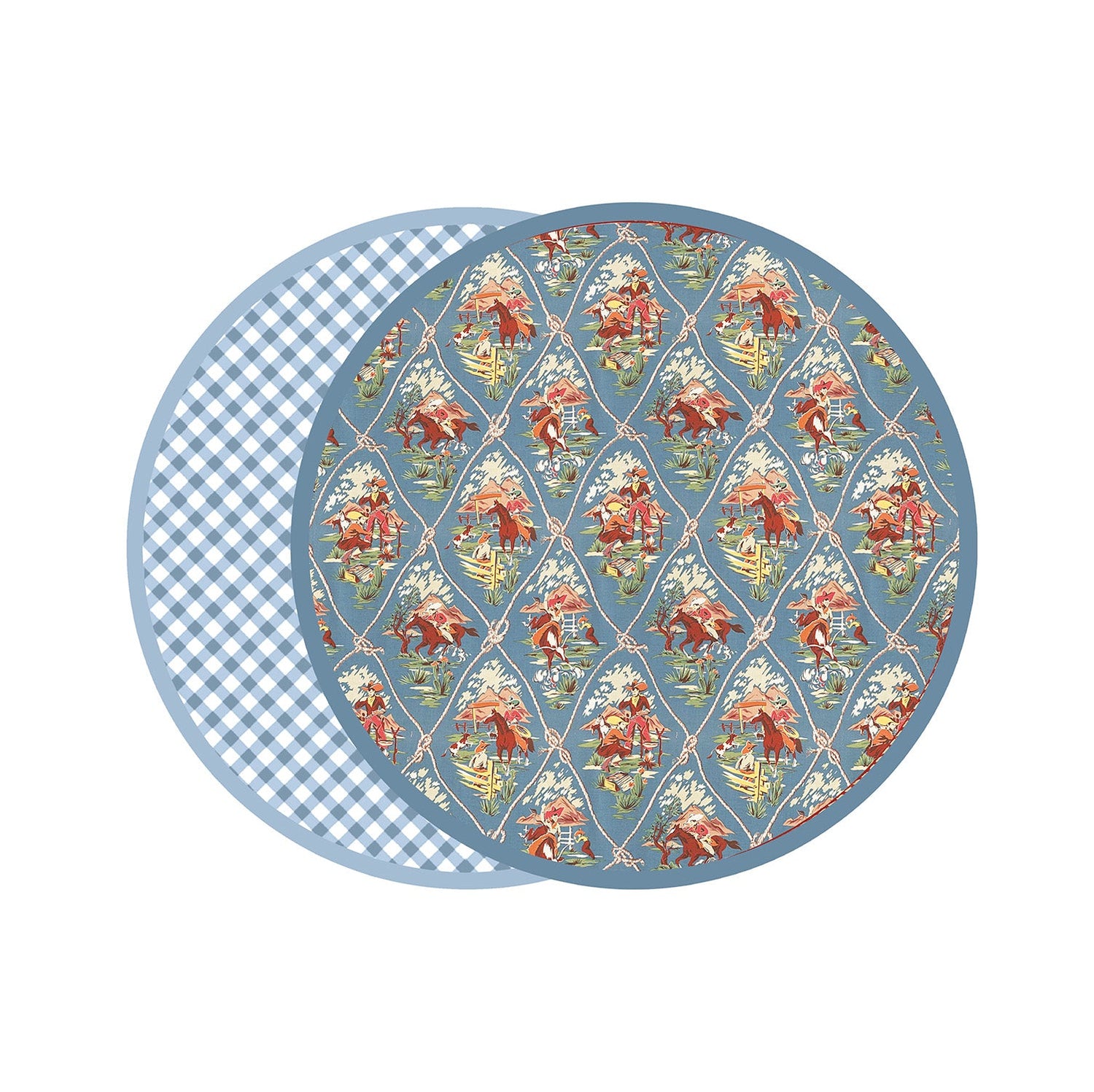 vida-cowboy-and-gingham-reversible-placemats-set-of-4-blue-brown