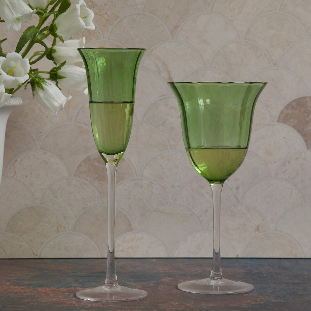 GLASS Blossom Wine Glass Set of 4 (Green) 12 fl oz