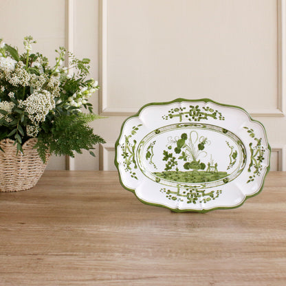 VIDA Faenza Medium Oval Platter (Green and White)