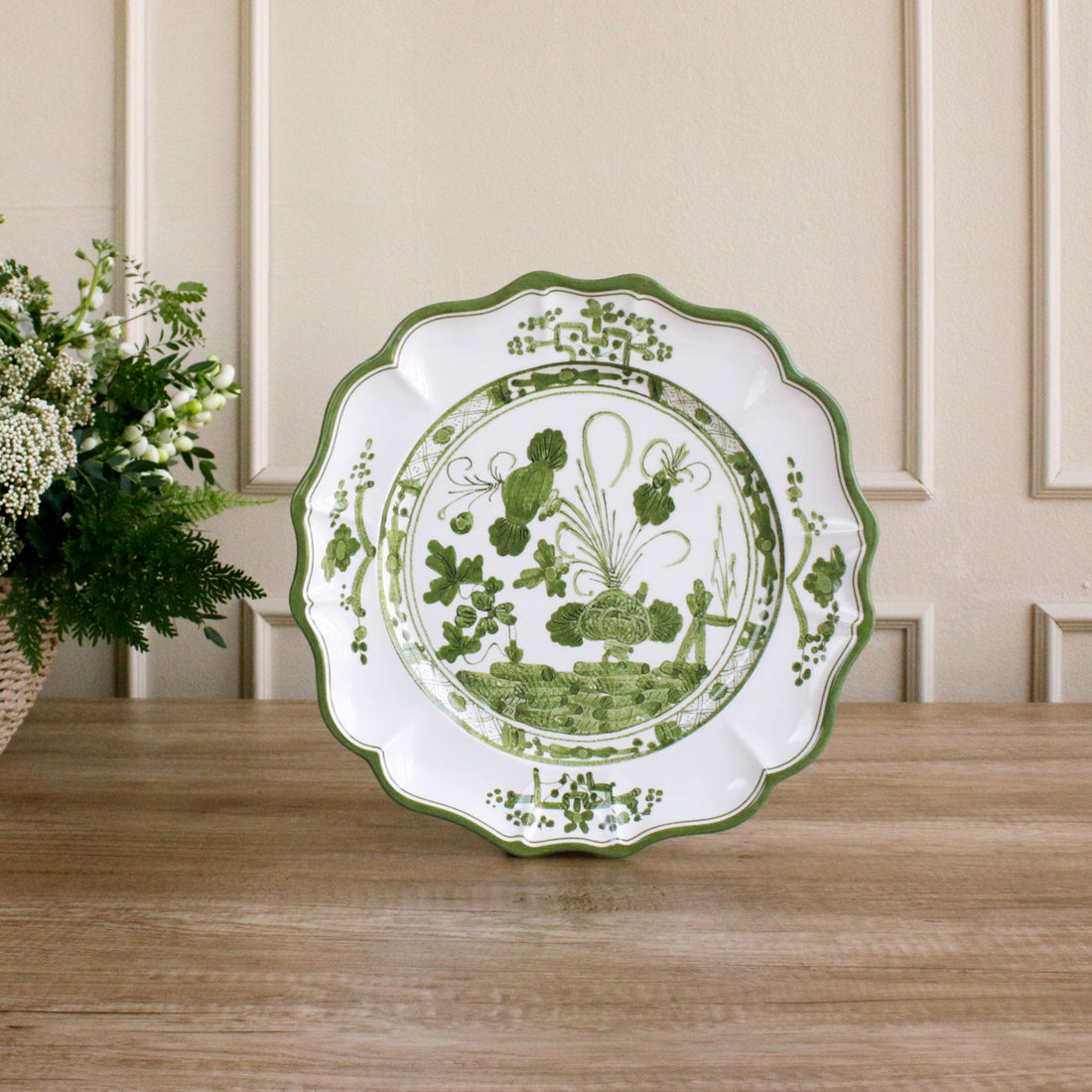 VIDA Faenza Round Platter | Charger (Green and White)