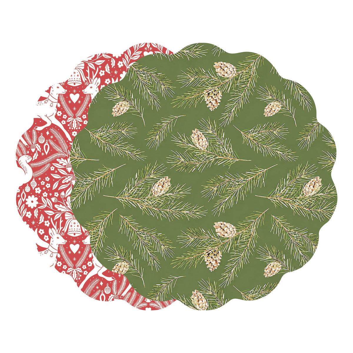 vida-pinecones-and-deer-reversible-placemats-set-of-4-green-and-red