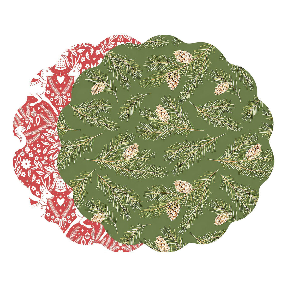 vida-pinecones-and-deer-reversible-placemats-set-of-4-green-and-red