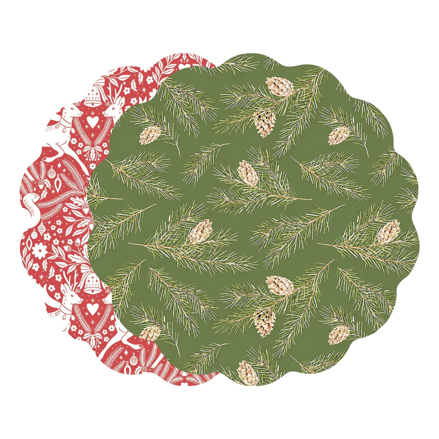 vida-pinecones-and-deer-reversible-placemats-set-of-4-green-and-red