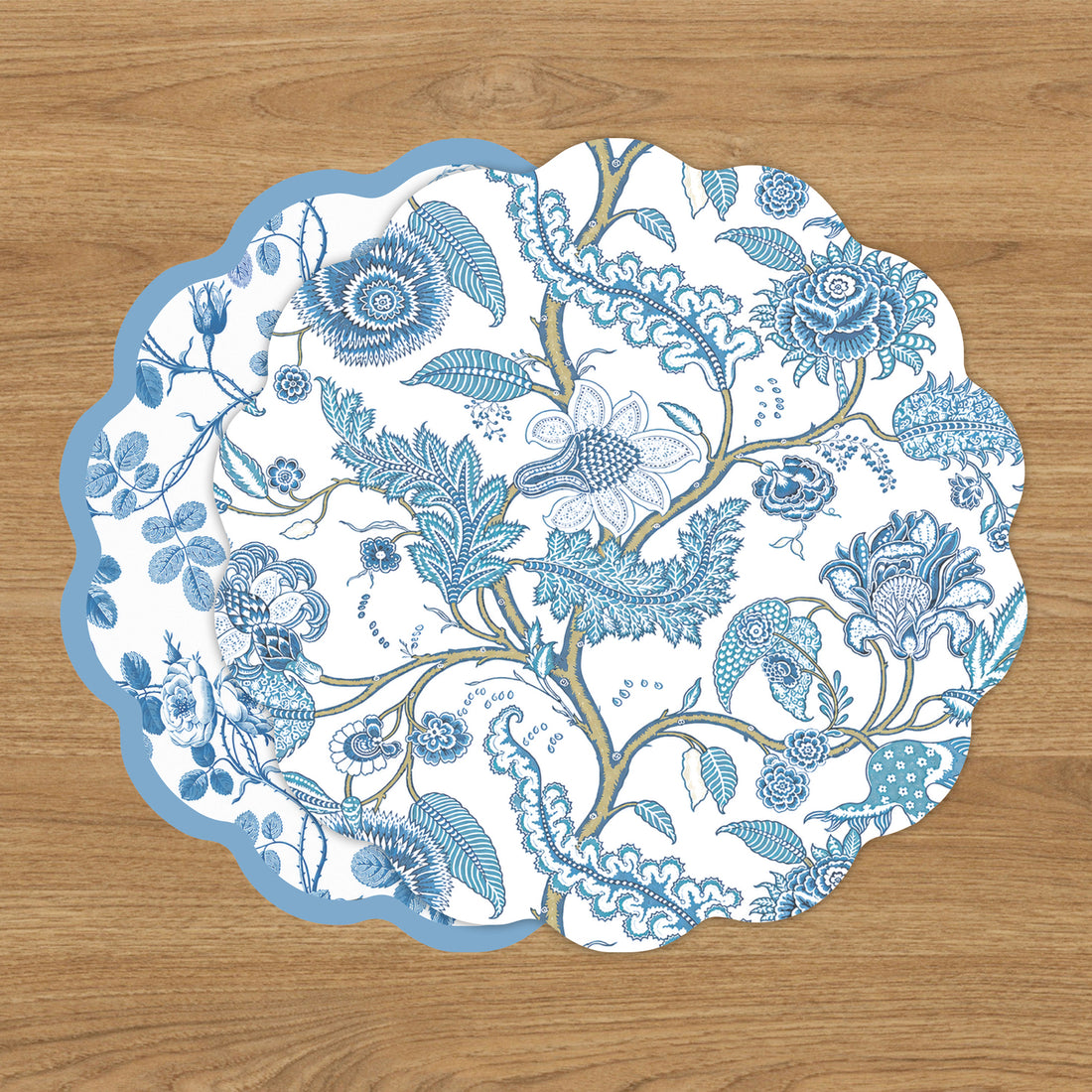 VIDA Blooms and Branches Reversible Placemats Set of 4 (Blue &amp; White)