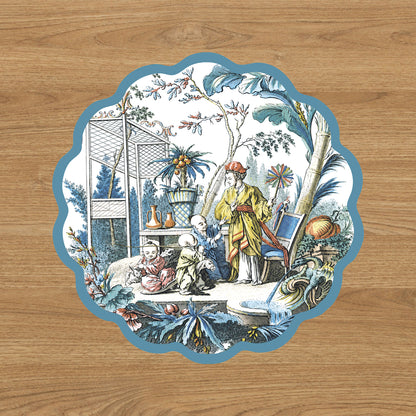 VIDA  Chinoiserie and Branches Reversible Placemats Set of 4 (Blue and White